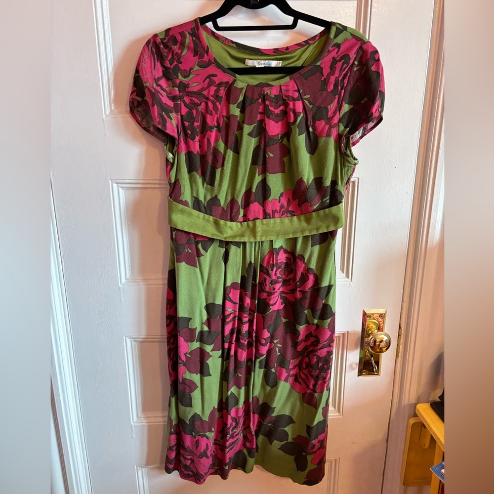 Green and pink floral Boden dress